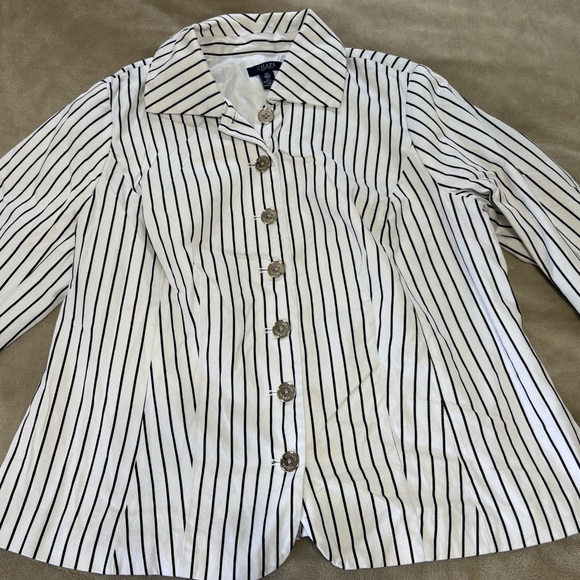 Chaps Plus Size Striped Blazer - Picture 9 of 11